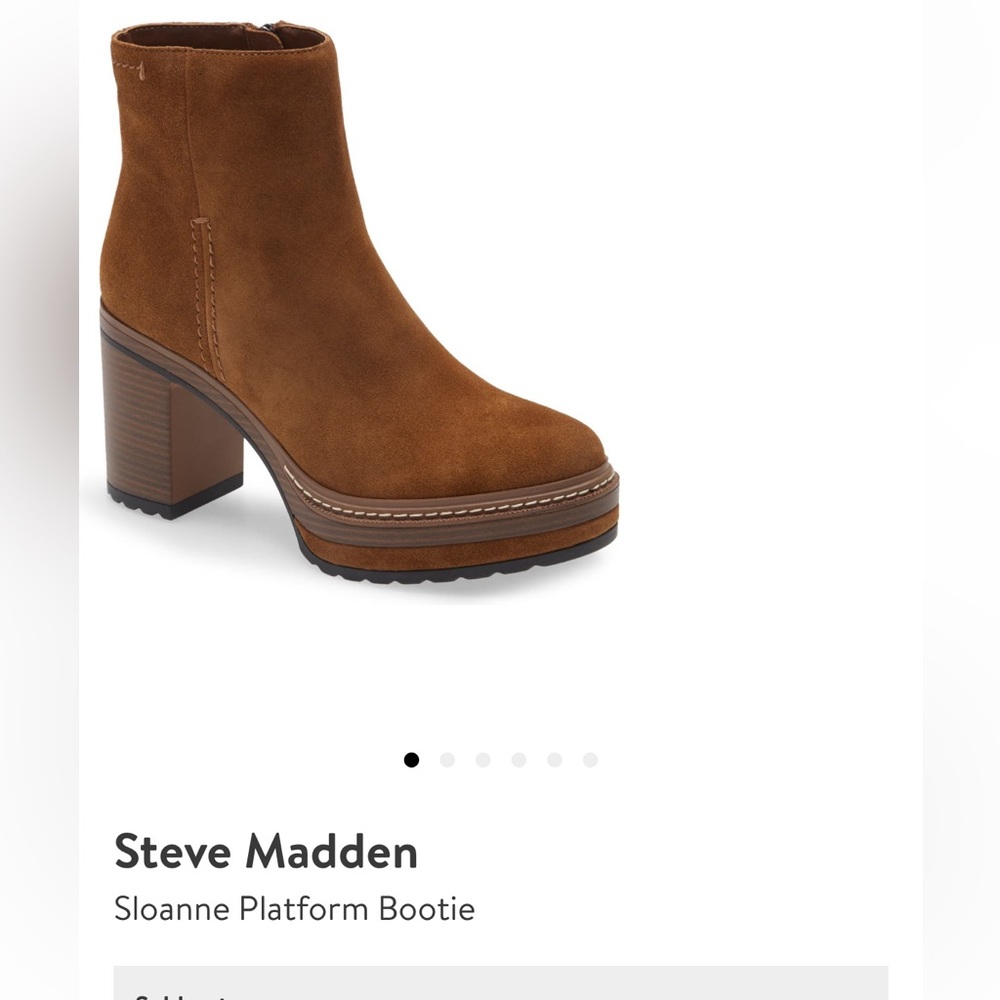 Steve Madden Sloane Suede Platform Bootie Cognac SZ9